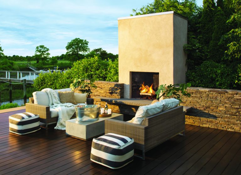 Exterior Deck With Fireplace